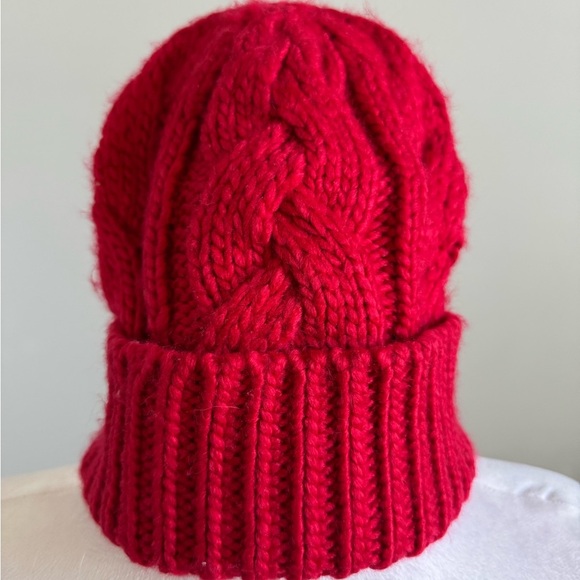Red Cable Knit Beanie - Picture 3 of 4